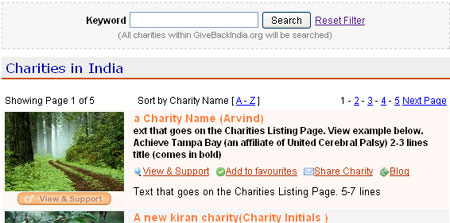 Charity Pagination Ajax