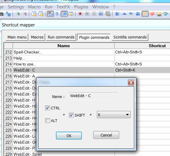 How to add HTML tag keyboard and toolbar shortcuts to Notepad++